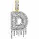 10k Yellow Gold Fn Diamond D Initial Bubble Drip Pendant Pave Dome Charm 0.75 Ct