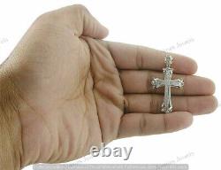 10K Yellow Gold Plated 1.50 CT Moissanite Cross Pendant Pave Domed Design 1.90