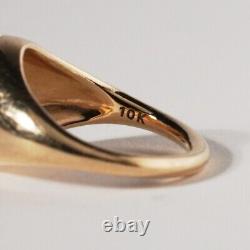 10ct Gold Diamond Oval Signet Ring Gypsy Set Minimalist Pinky Size I 1/2 US 4.5