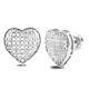 10k White Gold 0.20ctw Real Diamond Cut Heart Dome Earrings