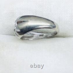 10k White Gold Diamond Gypsy Style Star Engagement Wedding Ring Band Size 3.5