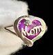 10k White Gold Ruby Diamond Accent Heart Mom Ring Size 3.5 Fine Ladies 1.95g