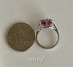 10k White Gold Ruby Diamond Accent Heart MOM Ring Size 3.5 Fine Ladies 1.95g