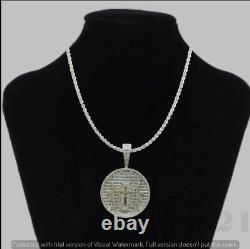 12 Ct Round Simulated Diamond Men's Domed Cross Pendant 925 Sterling Silver