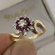 14k Gold Natural 0.66tcw Diamond Ruby Floral Cluster Ring