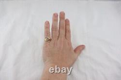 14K Sapphire & Diamond RING band Gold Vintage Dome & Beaded Edge & Ribbed 6.6 g