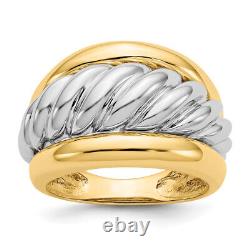 14K Two Tone Gold Twisted Dome Ring
