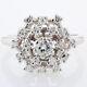 14k White Gold Diamond Cluster Dome Statement Ring
