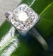 14k White Gold Diamond Pierced Geometric Square Halo Ring Mid-century Size 5.25