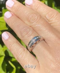 14K White Gold Diamond Pierced Heart Cutouts Domed Vintage Band Ring Size 7.5