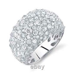 14K White Gold Pave Diamond Ring Dome Natural 3.32 CT Round Cut