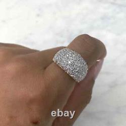 14K White Gold Pave Diamond Ring Dome Natural 3.32 CT Round Cut