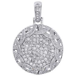 14K White Gold Plated Diamond Lab Created Medallion Dome Pendant 1.80 Men Charm