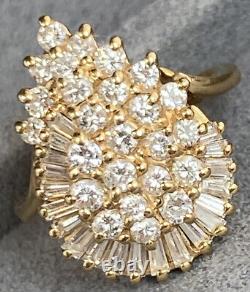 14K Yellow Gold Diamond Teardrop Pear Retro Vintage Cocktail Ring 5.5 Krementz