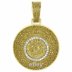 14K Yellow Gold Plated 2.20 CT Moissanite Dome Puff Medallion Pendant Men's Pave