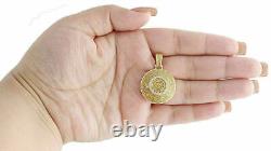 14K Yellow Gold Plated 2.20 CT Moissanite Dome Puff Medallion Pendant Men's Pave
