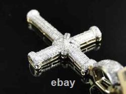 14K Yellow Gold Plated 2.30Ct Round Cut Real Moissanite Dome Cross Pendant
