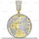 14k Yellow Gold Plated 3.2ct Round Moissanite Domed 3d World Globe Map Pendant