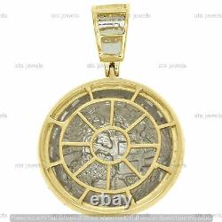 14K Yellow Gold Plated 3.2CT Round Moissanite Domed 3D World Globe Map Pendant