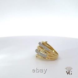 14K Yellow Gold Plated Moissanite Striped Dome Ring