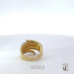14K Yellow Gold Plated Moissanite Striped Dome Ring