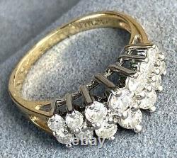 14K Yellow White Gold Diamond Domed Graduated Band Horizontal Ring Size 7.75