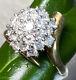 14k Yellow White Gold Diamond Spray Vintage Cocktail Dome Bypass Ring Size 6