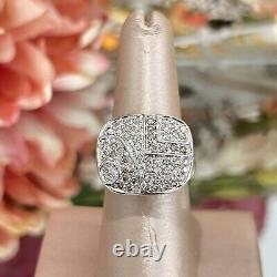 14k White Gold Ladies. 83 Diamond Wide Pave Cocktail Statement Ring Size 7
