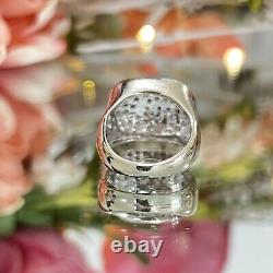 14k White Gold Ladies. 83 Diamond Wide Pave Cocktail Statement Ring Size 7