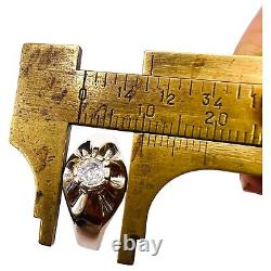 14k White Gold NATURAL Round diamond Men's Unisex Pinky Ring Size 6.75 Vintage