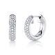 14k White Gold Pave Diamond Hoop Earrings Dome Natural 0.54 Ct Round Cut