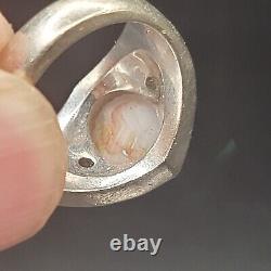 14k White Gold Star Sapphire And 2 Diamonds Ring 14.59 Grams Hand Made