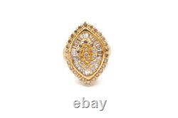 14k Yellow Gold 1.5 CT Diamond Cluster Cocktail Ring Size 7.25