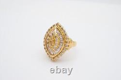 14k Yellow Gold 1.5 CT Diamond Cluster Cocktail Ring Size 7.25