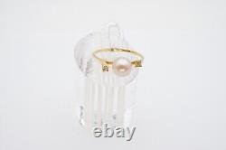 14k Yellow Gold 6mm Pearl And Diamond Ring Size 5