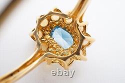 14k Yellow Gold Blue Topaz Opal Halo Ring Size 6