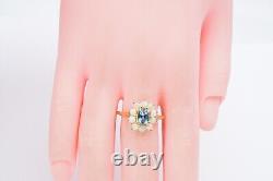 14k Yellow Gold Blue Topaz Opal Halo Ring Size 6