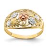 14k Two Tone White Flower Dome Ring