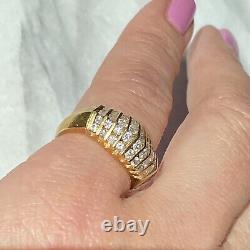 18K Yellow Gold Channel-Set Diamond Vintage Ring 5.25 Unusual Angular Geometric