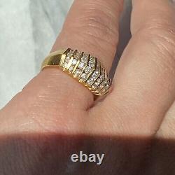 18K Yellow Gold Channel-Set Diamond Vintage Ring 5.25 Unusual Angular Geometric