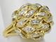 18 Kt Yellow & White Gold Diamond Leaf Dome Cocktail Ring Size 9.5 B4160