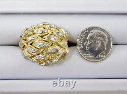 18 kt Yellow & White Gold Diamond Leaf Dome Cocktail Ring Size 9.5 B4160
