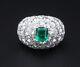 18k Pave Diamond Emerald Dome Ring Platinum 4ctw Sz 7 French Statement Rg4192