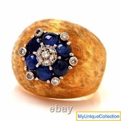 18k Yellow White Gold Diamond Sapphire Dome Ring Size 6