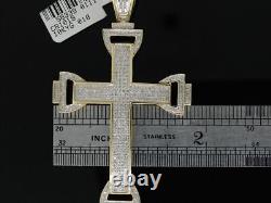 1.18 ct Tester Passing Moissanite mens Domed Cross Pendant 925 Silver Free Gift