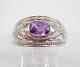 2ct Oval Lavender Amethyst Dome Ring 14k White Gold Plated Gemstone Band