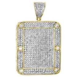 2Ct Round Cut Moissanite Dome Pillow Men's Pendant 14K Yellow Gold Plated Silver