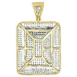 2Ct Round Cut Moissanite Dome Pillow Men's Pendant 14K Yellow Gold Plated Silver