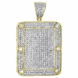 2Ct Round Cut Real Moissanite Dome Pillow Men's Pendant 14K Yellow Gold Plated