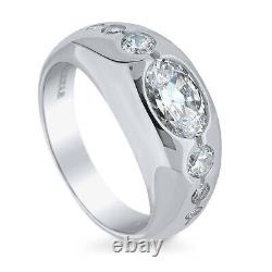 2.00 Ct Oval Cut Moissanite Men's Wedding Dome Ring Real 925 Sterling Silver
